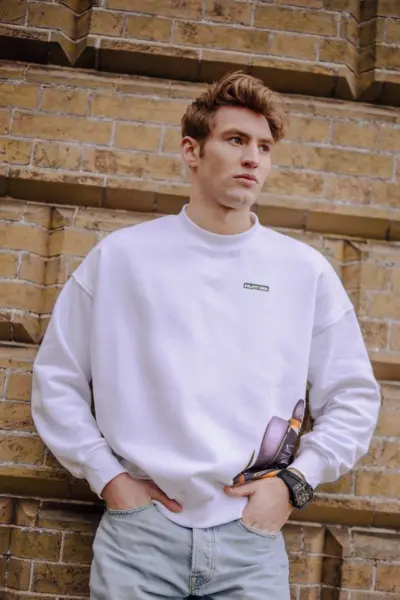 lifestyle photoLIVERY Essential Crew Neck - White